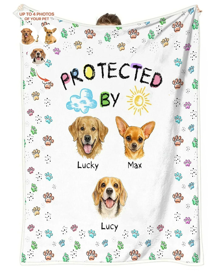 Custom Photo Crayon "Protected By" Bamboo Blanket