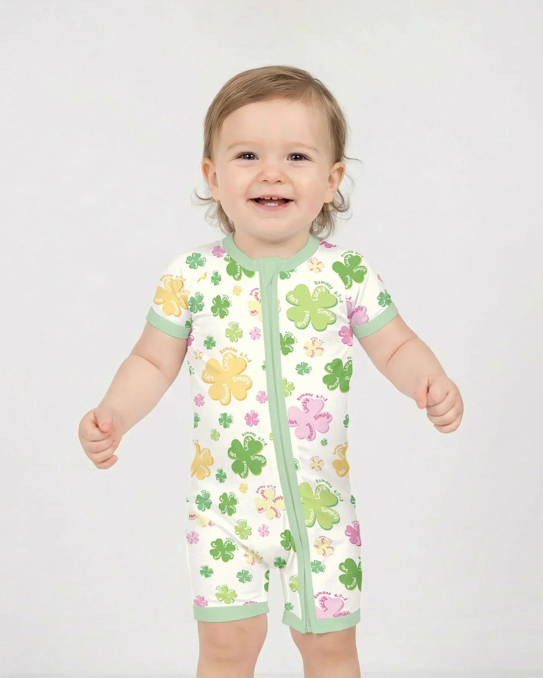 Shamrocks Print St. Patrick's Day Bamboo Shorty Zippy