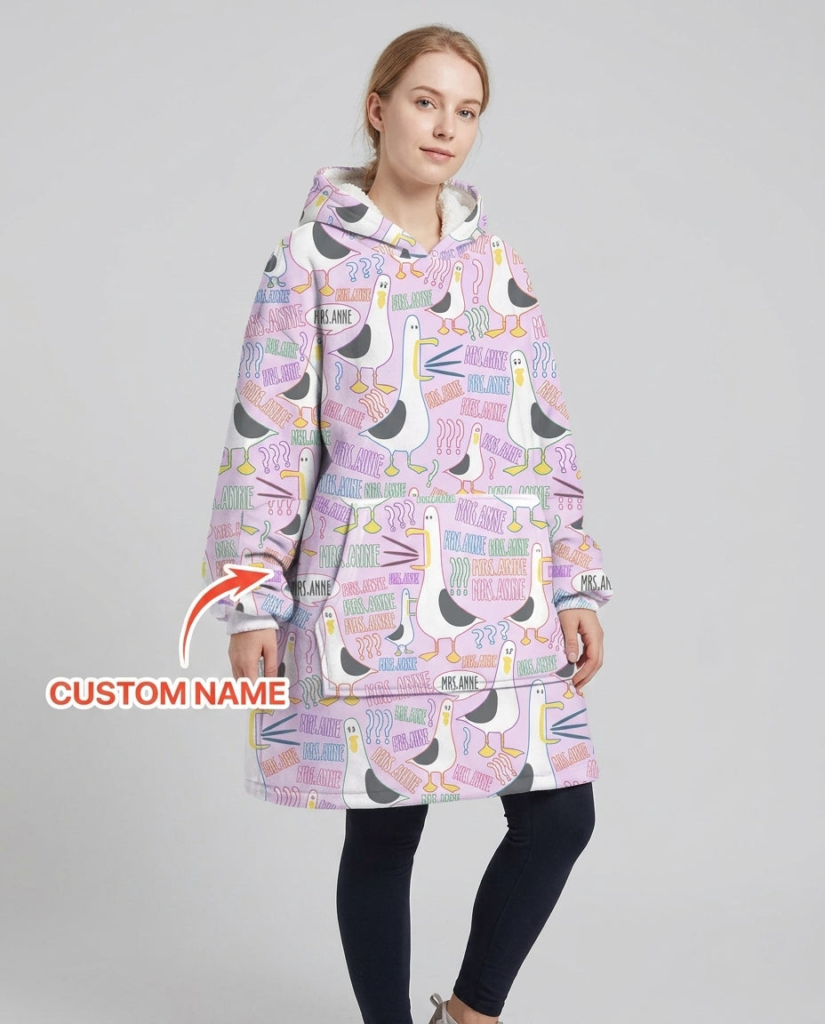 Teacher Teacher Teacher Funny Seagull Bamboo Blanket Hoodie