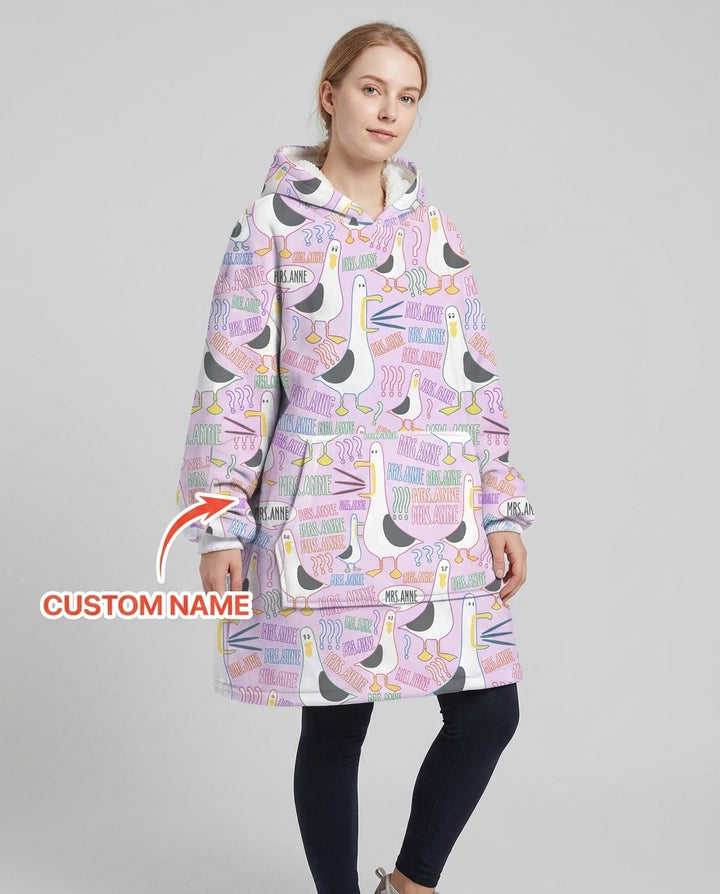 Teacher Teacher Teacher Funny Seagull Bamboo Blanket Hoodie