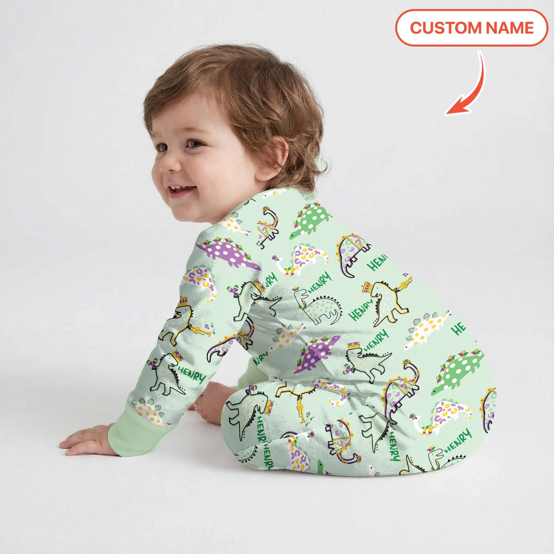 Custom Name Mardi Gras Saurus Bamboo Convertible Zippy