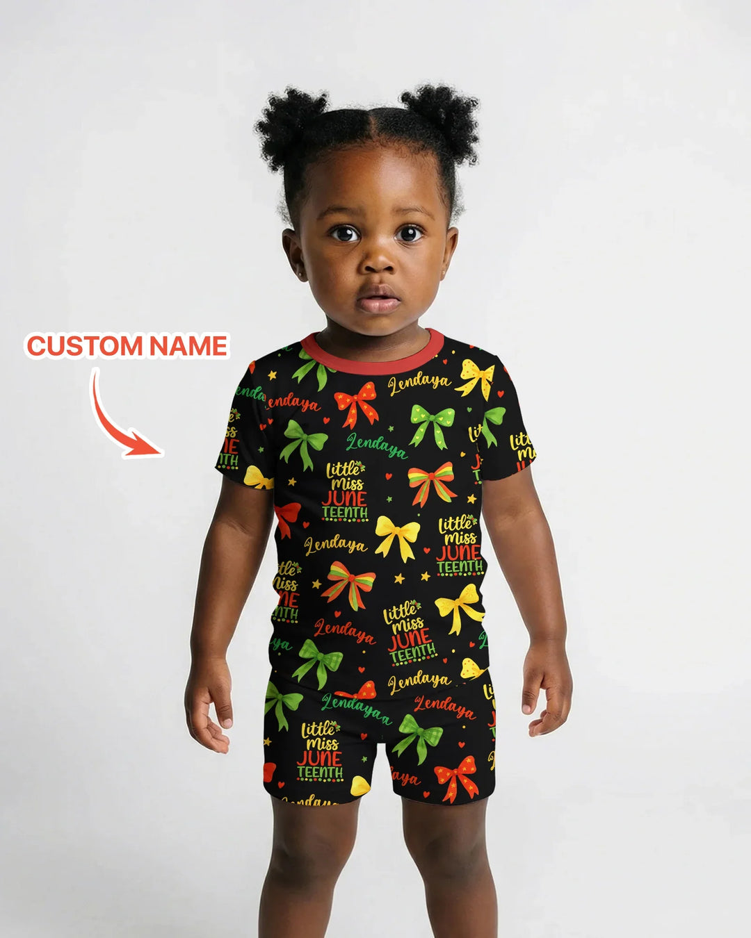 Little Miss Juneteenth Bamboo Two Piece Short Sleeve Shorts Pajama Set