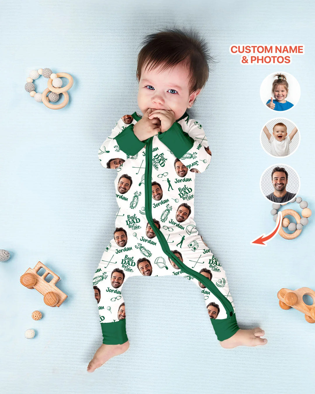Custom Photo Best Dad By Par Bamboo Convertible Zippy
