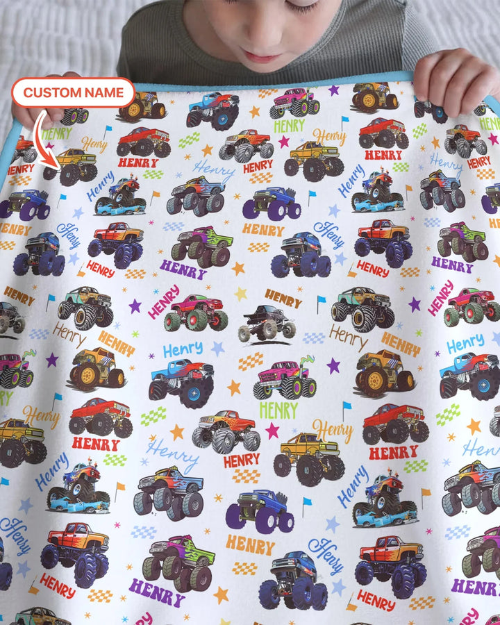 Monster Truck Custom Name Bamboo Blanket