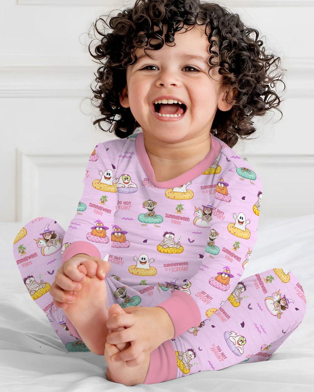 Summerween Cartoon Bamboo Two Piece Long Sleeve Pajama Set