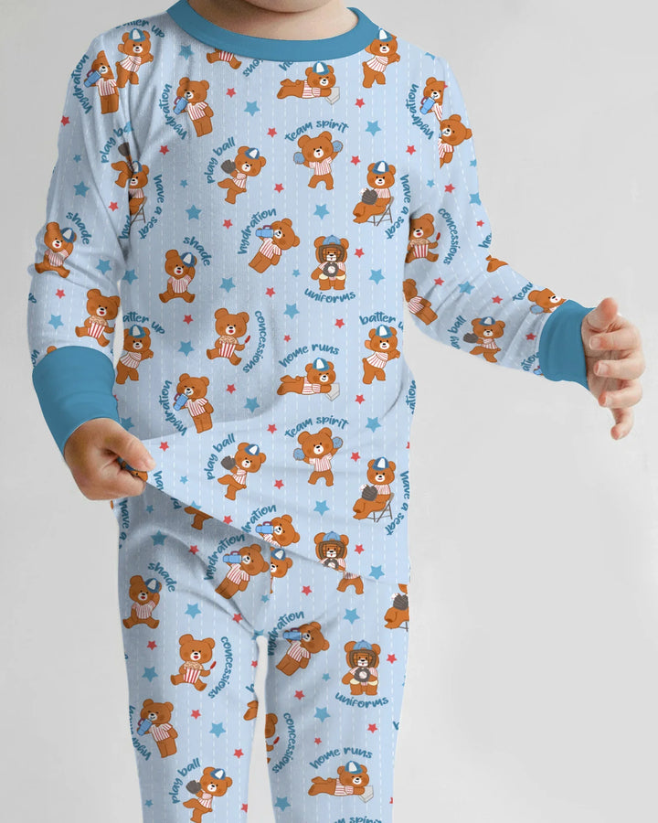 Born To Play Baseball Bamboo Two Piece Long Sleeve Pajama Set