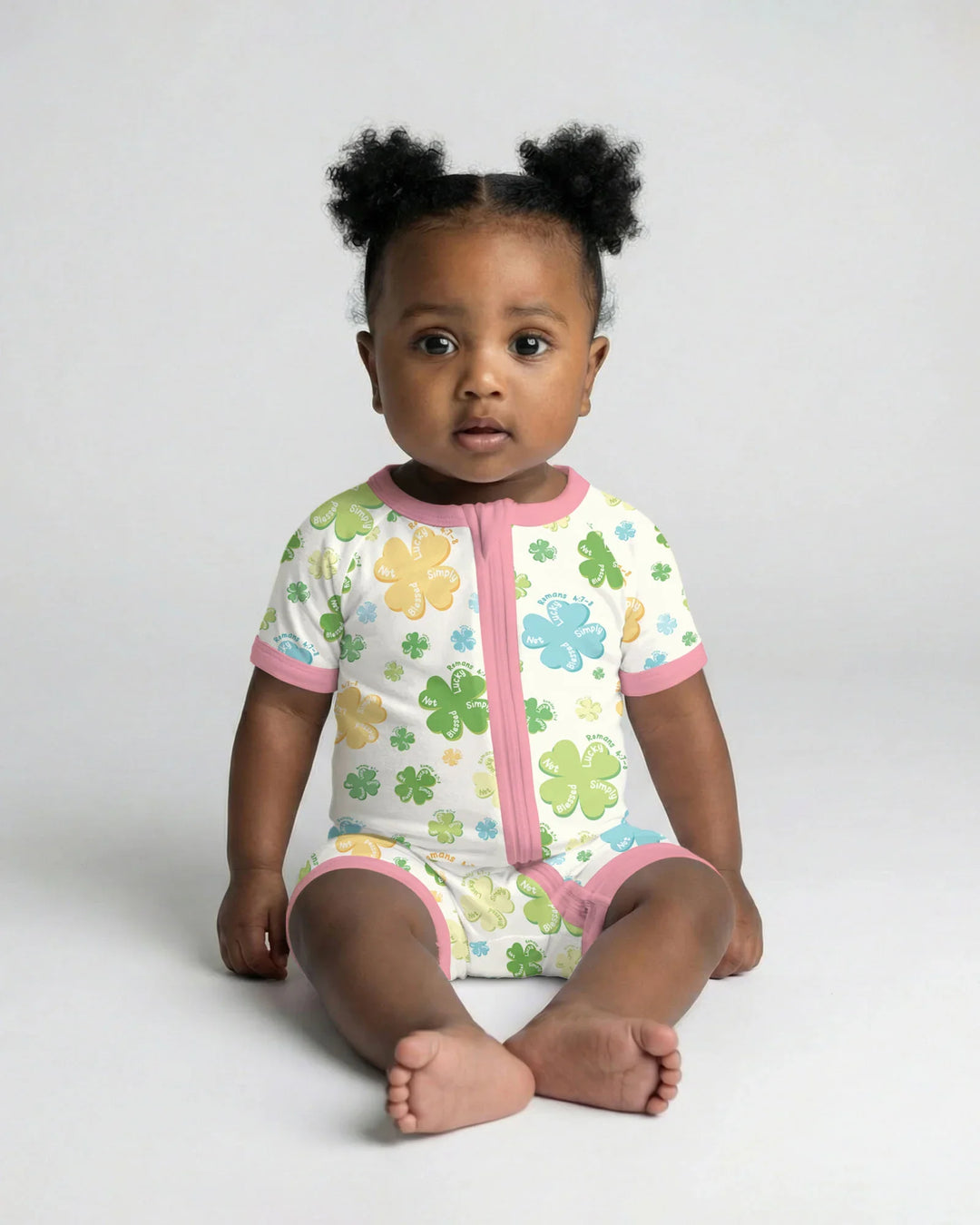 Shamrocks Print St. Patrick's Day Bamboo Shorty Zippy