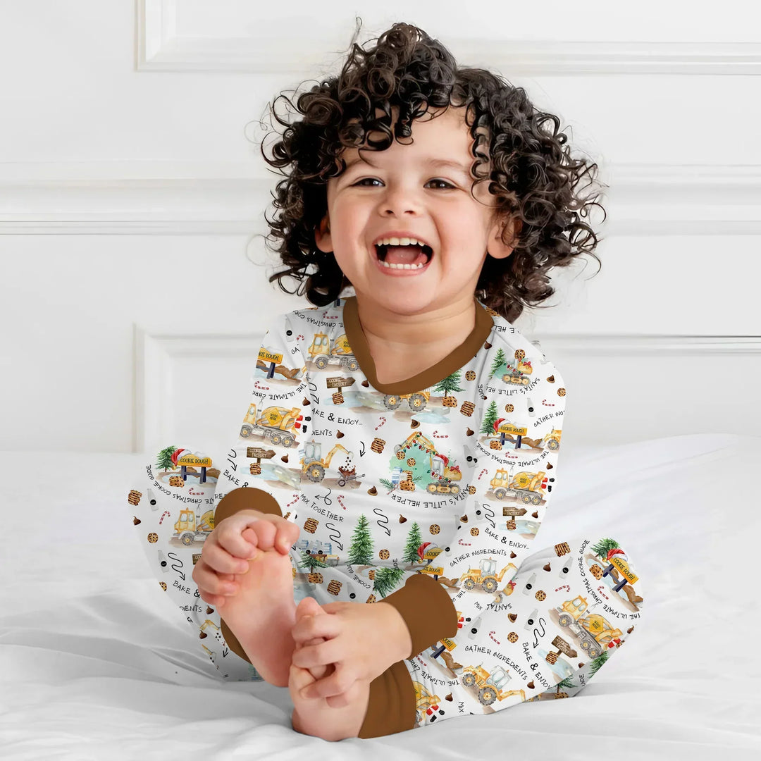 Construction Christmas Cookie Bamboo Two Piece Long Sleeve Pajama Set