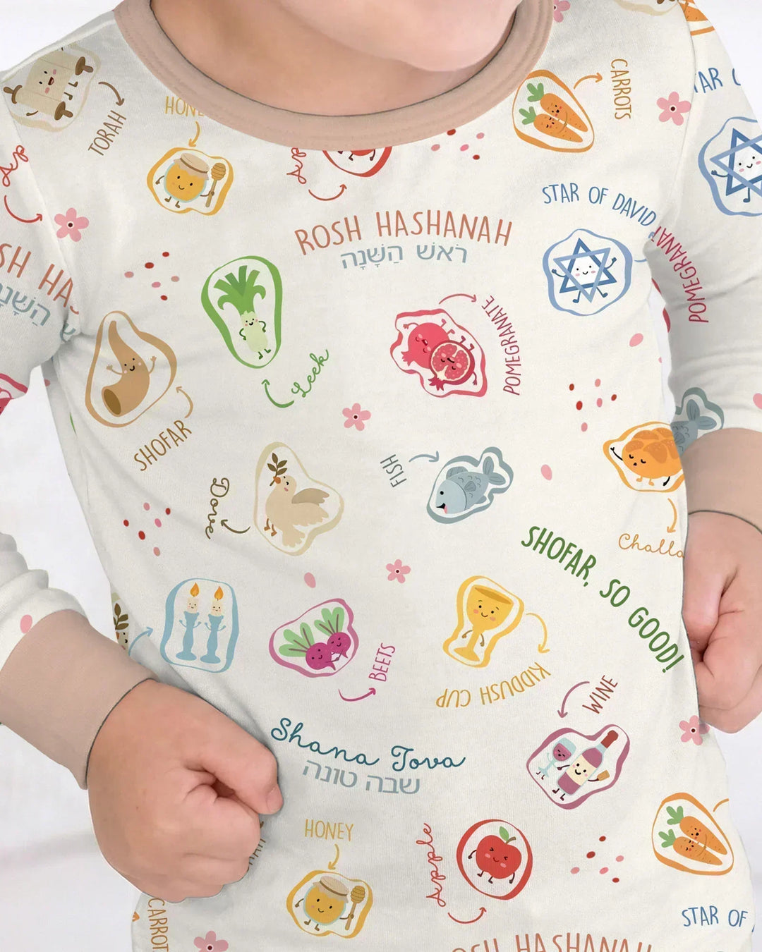Happy Rosh Hashanah Bamboo Two Piece Long Sleeve Pajama Set