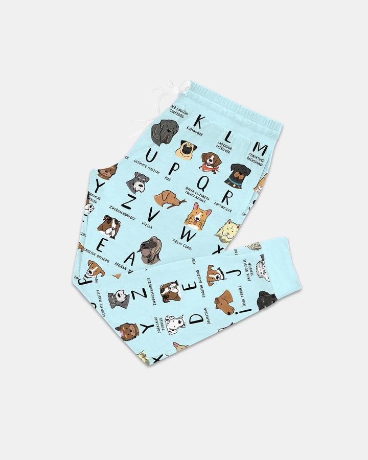 Funny Dogs Alphabet Bamboo Women Pajama Set