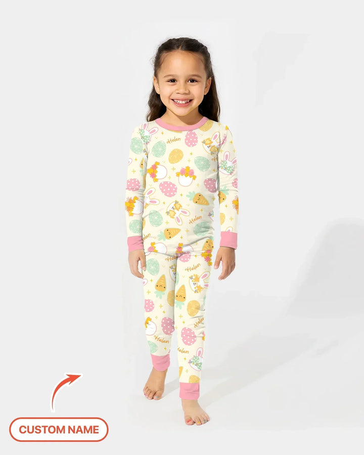 Retro Easter Bamboo Two Piece Long Sleeve Pajama Set