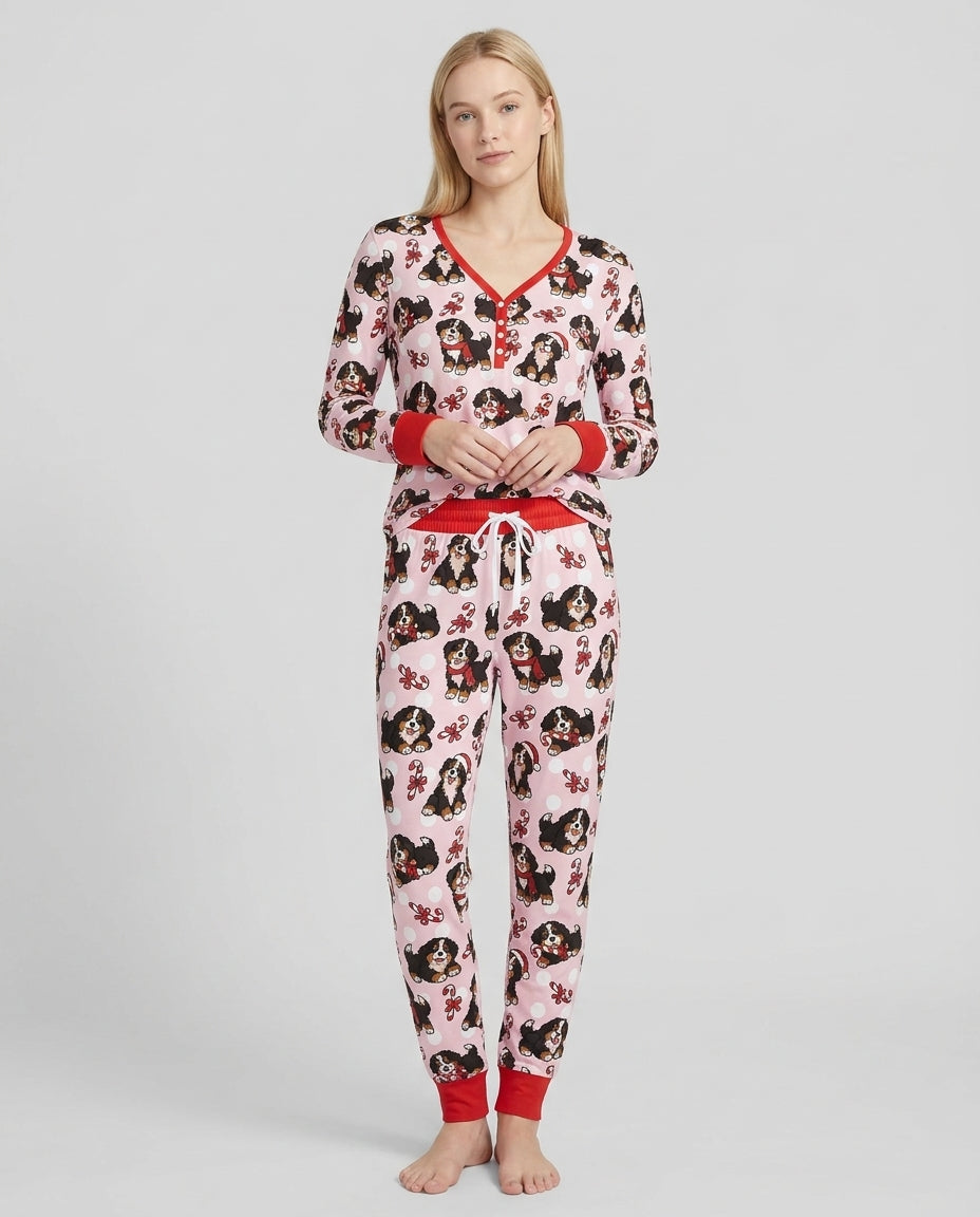 Holiday Bernese Mountain Christmas Dog Bamboo Women Pajama Set