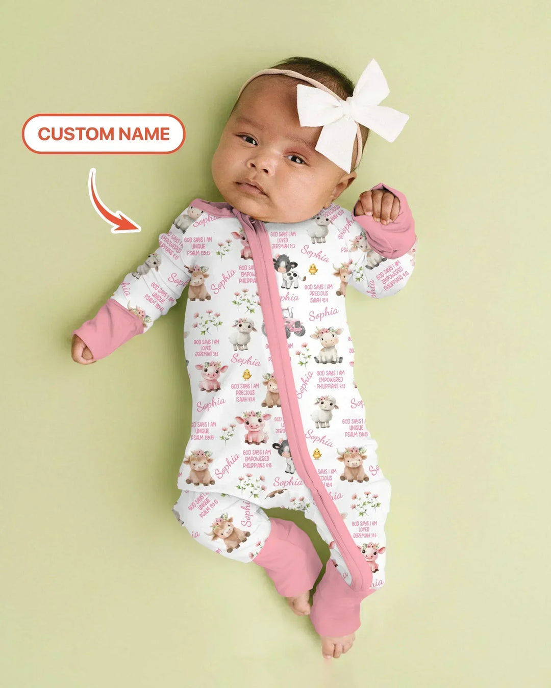 Custom Name God Says I Am Farm Animals Bamboo Convertible Zippy