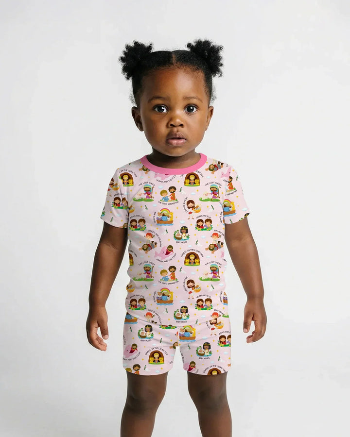 Bible Stories Bamboo Two Piece Short Sleeve Shorts Pajama Set