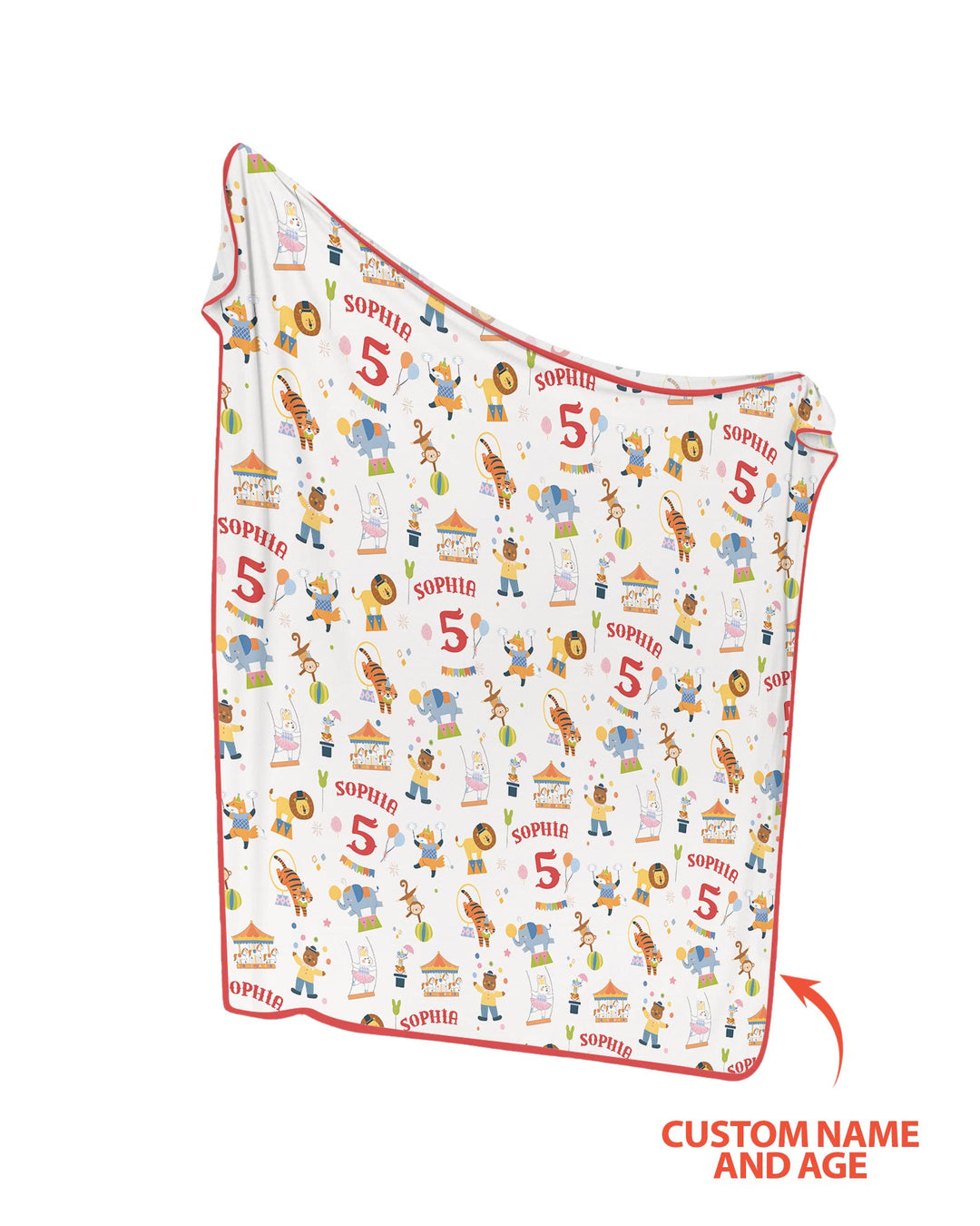 Custom Name Birthday Circus Bamboo Blanket