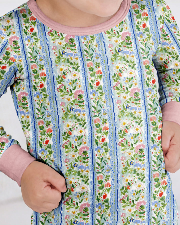 Paste Floral Girl Bamboo Two Piece Long Sleeve Pajama Set