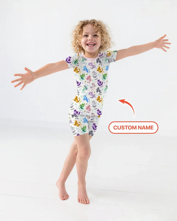I Love You Axolotl Custom Name Bamboo Two Piece Short Sleeve Shorts Pajama Set