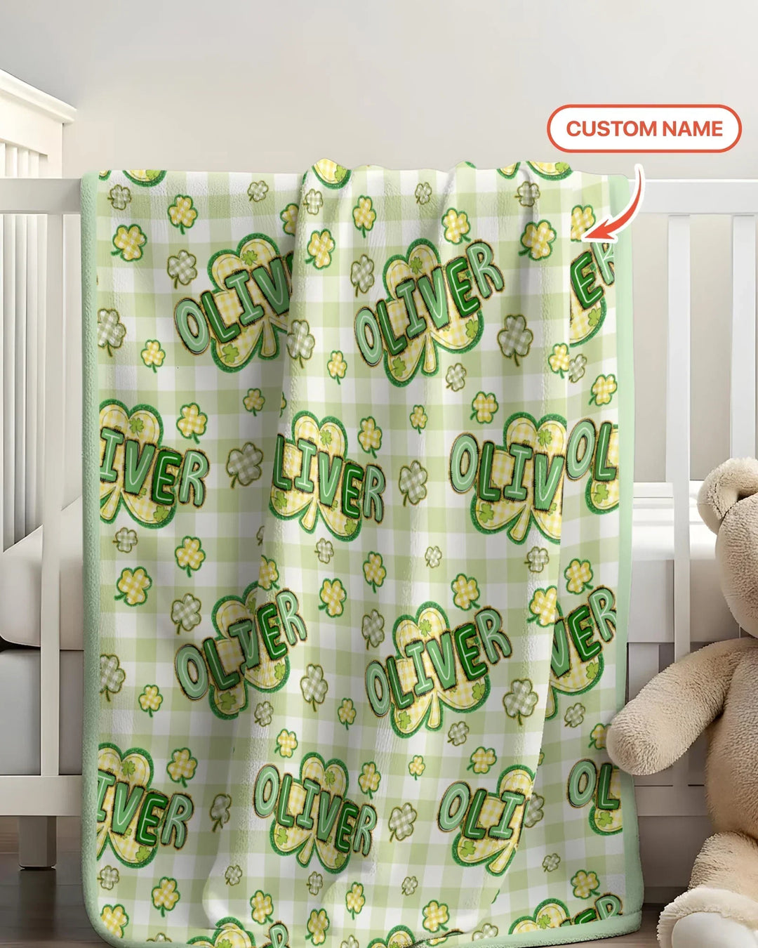 Lucky Shamrock Custom Name Bamboo Blanket