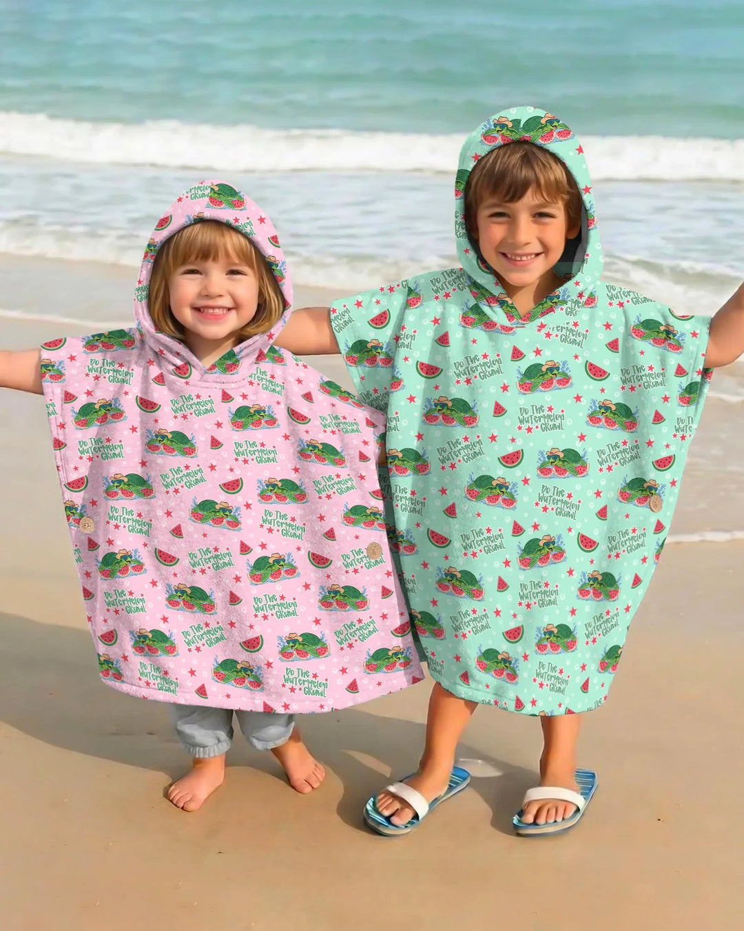 Watermelon Turtle Family Matching Bamboo Swim Poncho