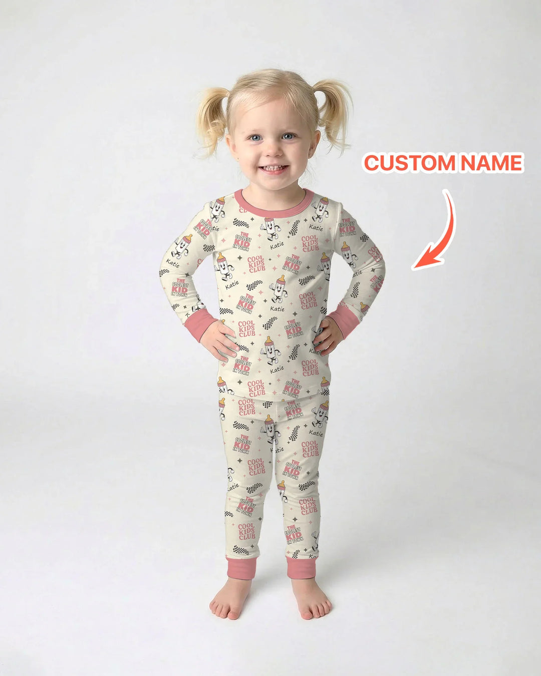 Custom Name Cool Club Daddy & Me Matching Bamboo Two Piece Long Sleeve Pajama Set