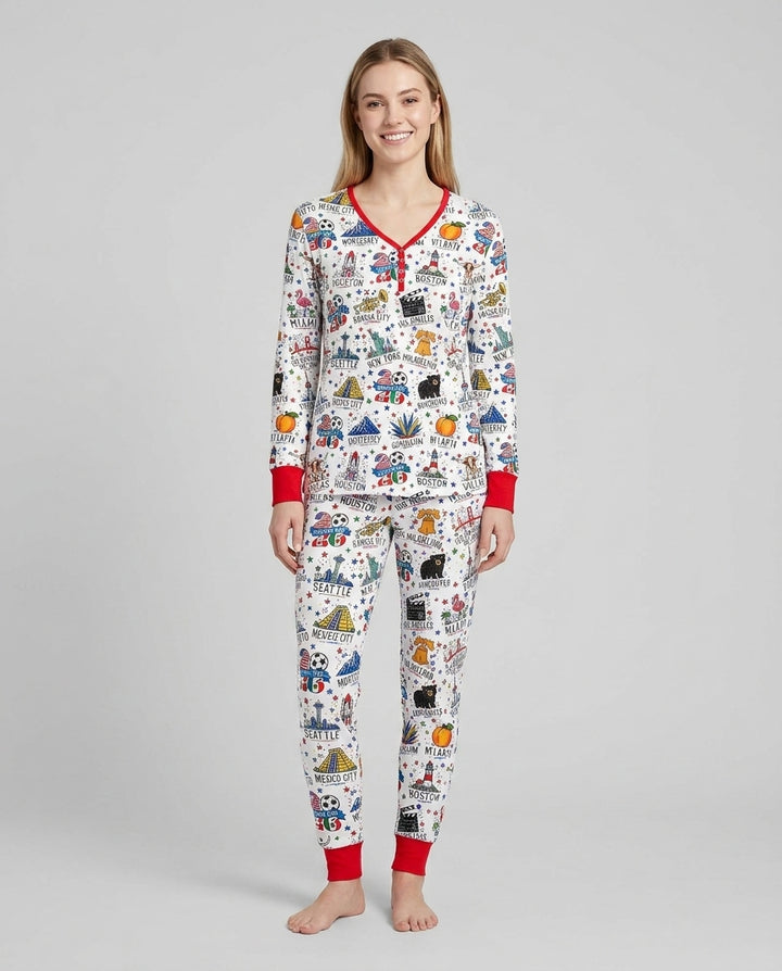 2026 Soccer Cup Host Citties Bamboo Women Pajama Set