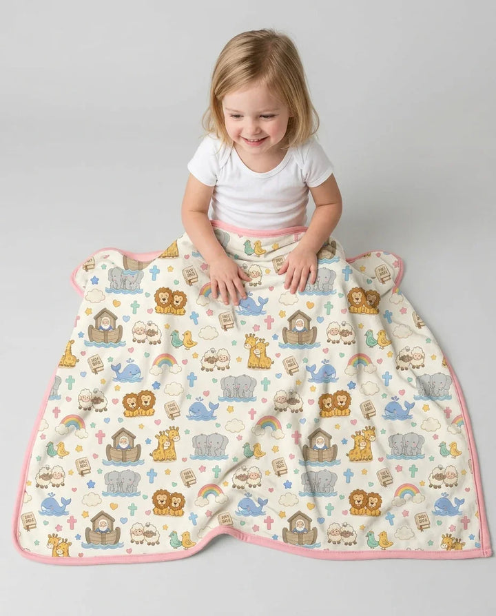 Noah's Ark Jesus Loves Me Bamboo Blanket