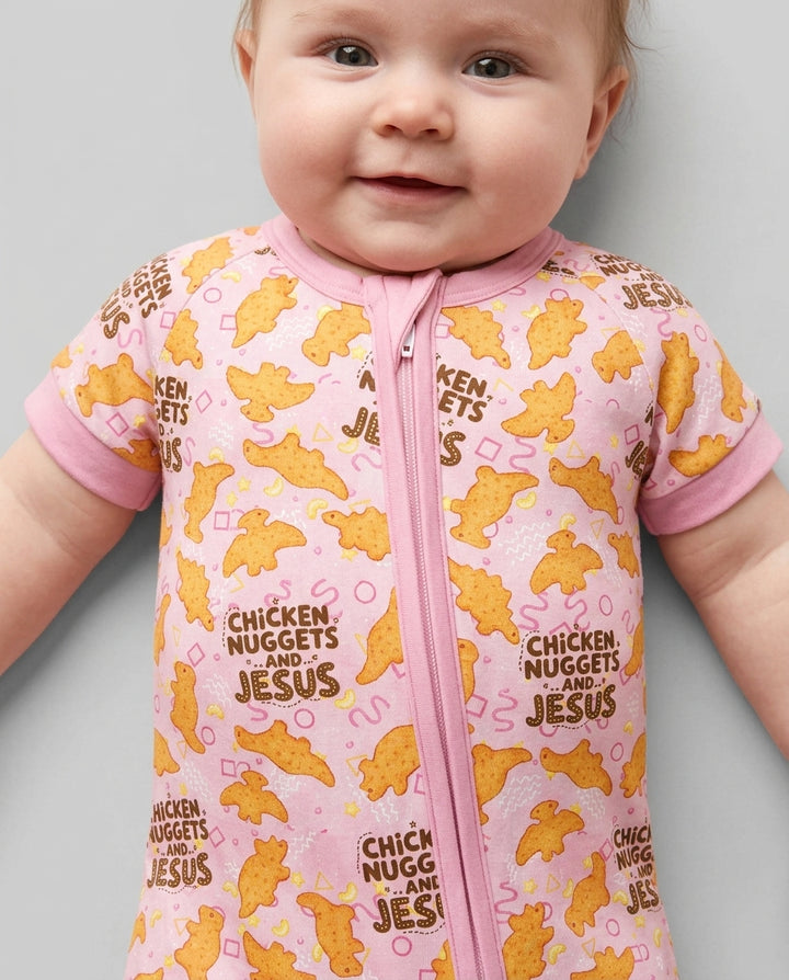 Chicken Nuggets and Jesus Family Matching Bamboo Shorty Zippy