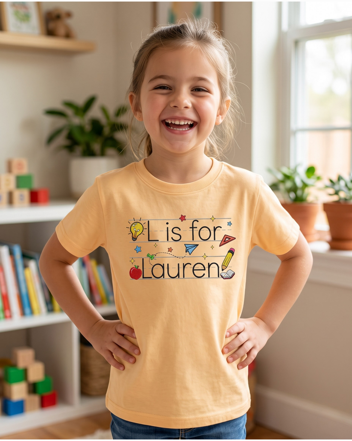 Custom Name Creative World Embroidered Bamboo Crewneck T-Shirt