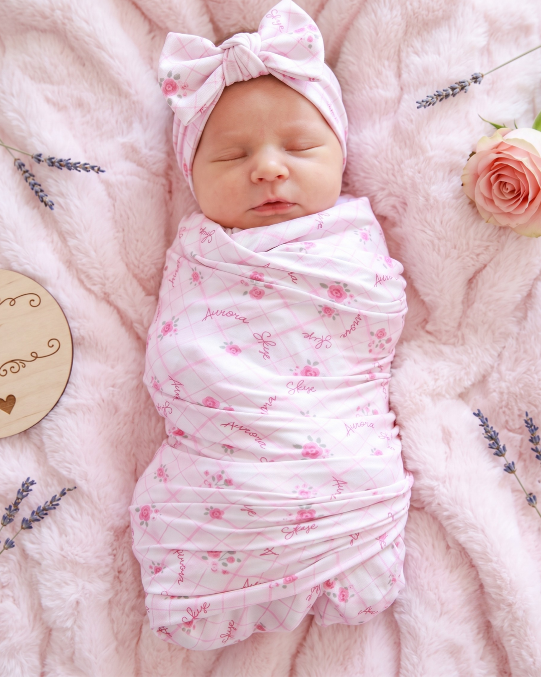 Blush Rose Lattice Bamboo Swaddle Blanket