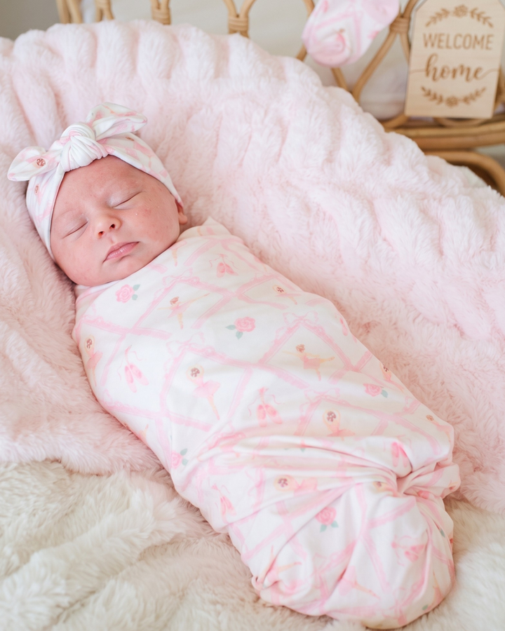 Blush Ballet Garden Bamboo Swaddle Blanket
