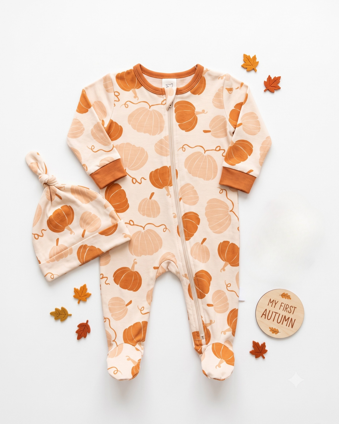 Autumn Harvest Bamboo Zipper Footie
