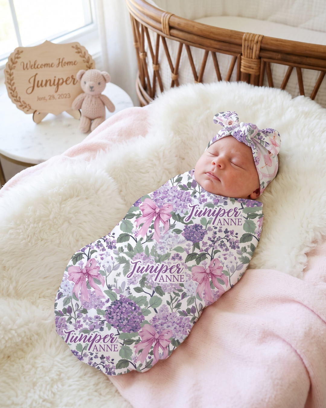 Hydrangea Bloom Bamboo Swaddle Blanket