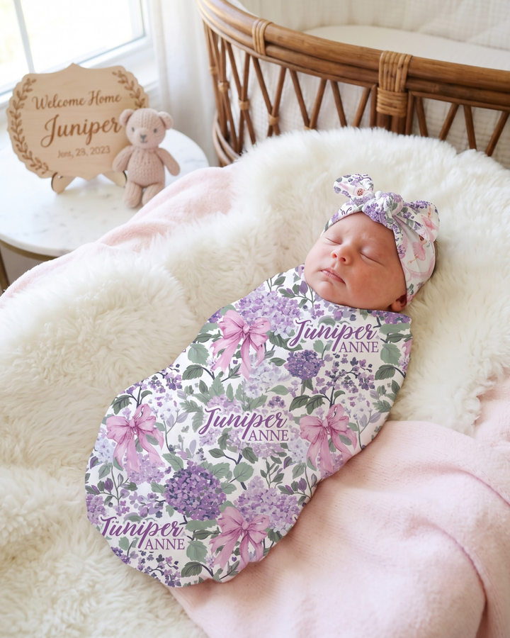 Hydrangea Bloom Bamboo Swaddle Blanket