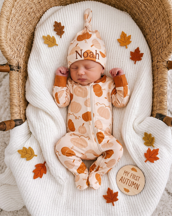 Autumn Harvest Bamboo Zipper Footie