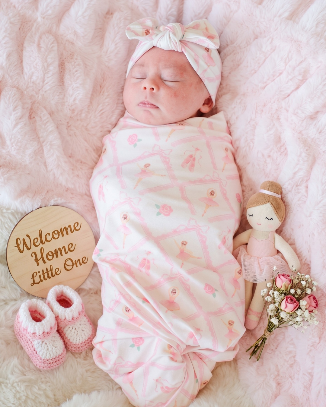 Blush Ballet Garden Bamboo Swaddle Blanket