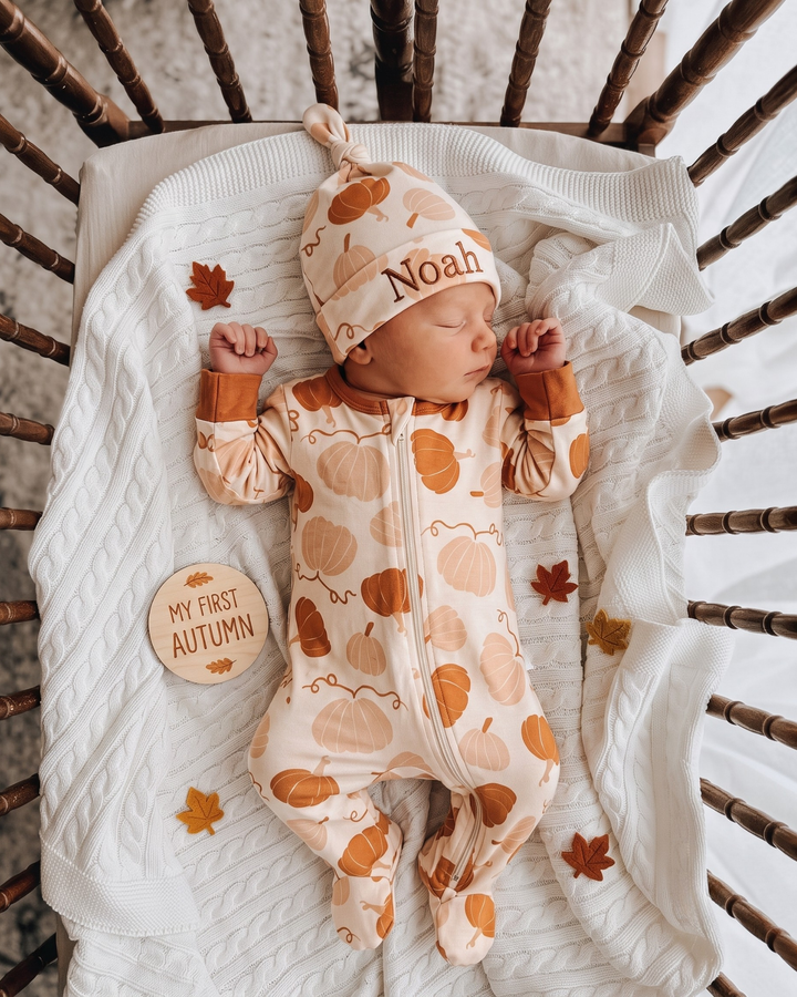 Autumn Harvest Bamboo Zipper Footie