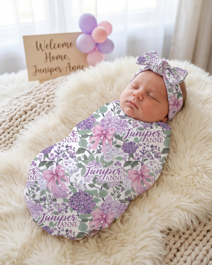 Hydrangea Bloom Bamboo Swaddle Blanket