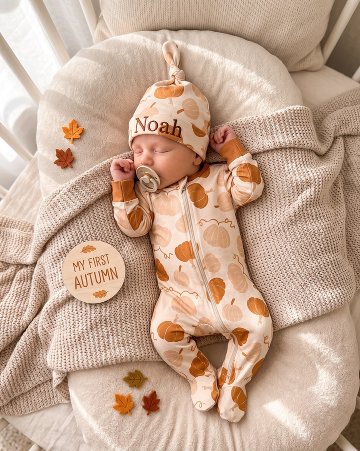 Autumn Harvest Bamboo Zipper Footie