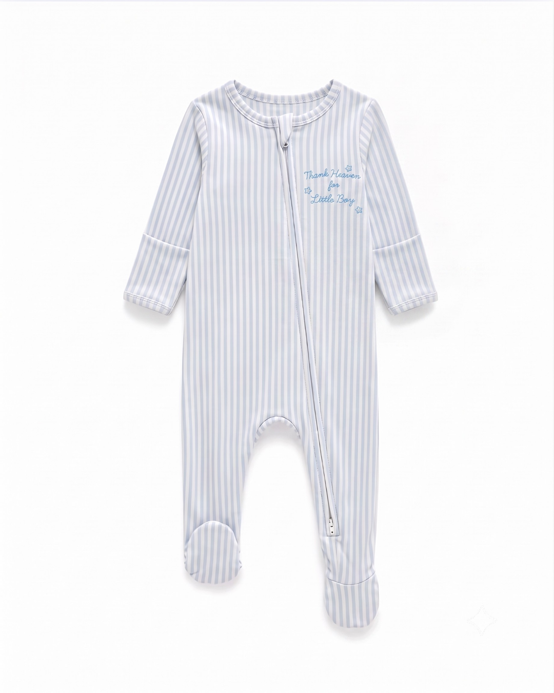 Thank Heaven for Little Boys Bamboo Zipper Footie