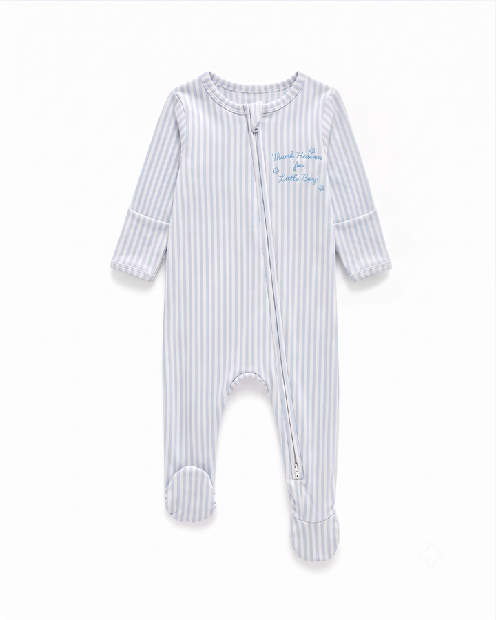 Thank Heaven for Little Boys Bamboo Zipper Footie