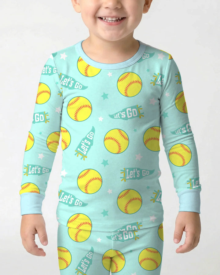 Softball Lovers Bamboo Two Piece Long Sleeve Pajama Set
