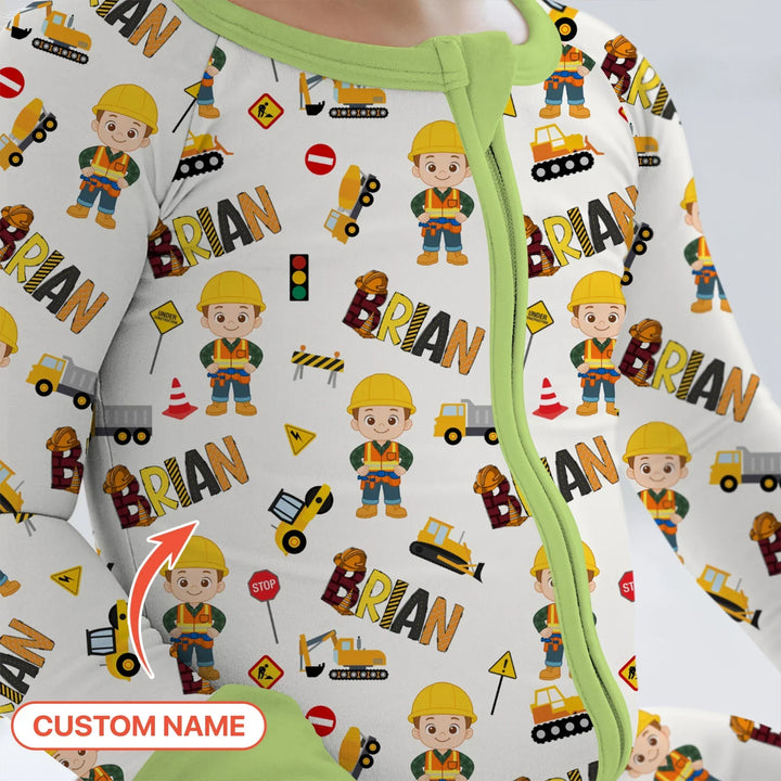 Custom Name Doodle Little Builder Bamboo Convertible Zippy