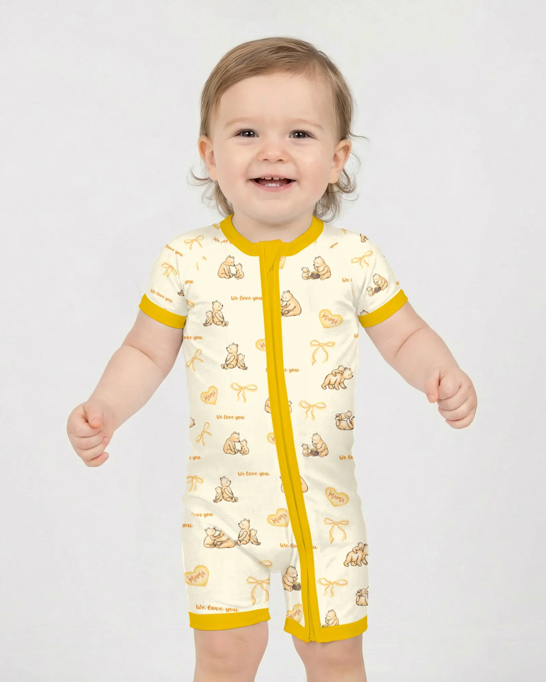 Sweat Yellow Mama Bear Shorty Zippy