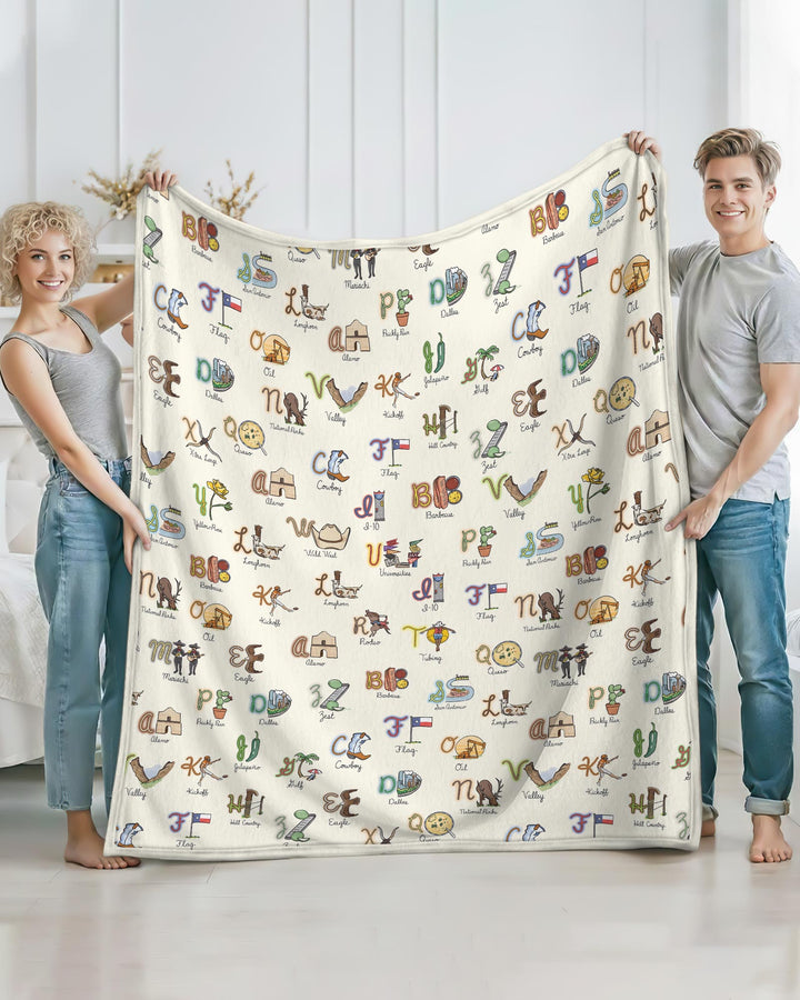 Texas Alphabet Bamboo Blanket