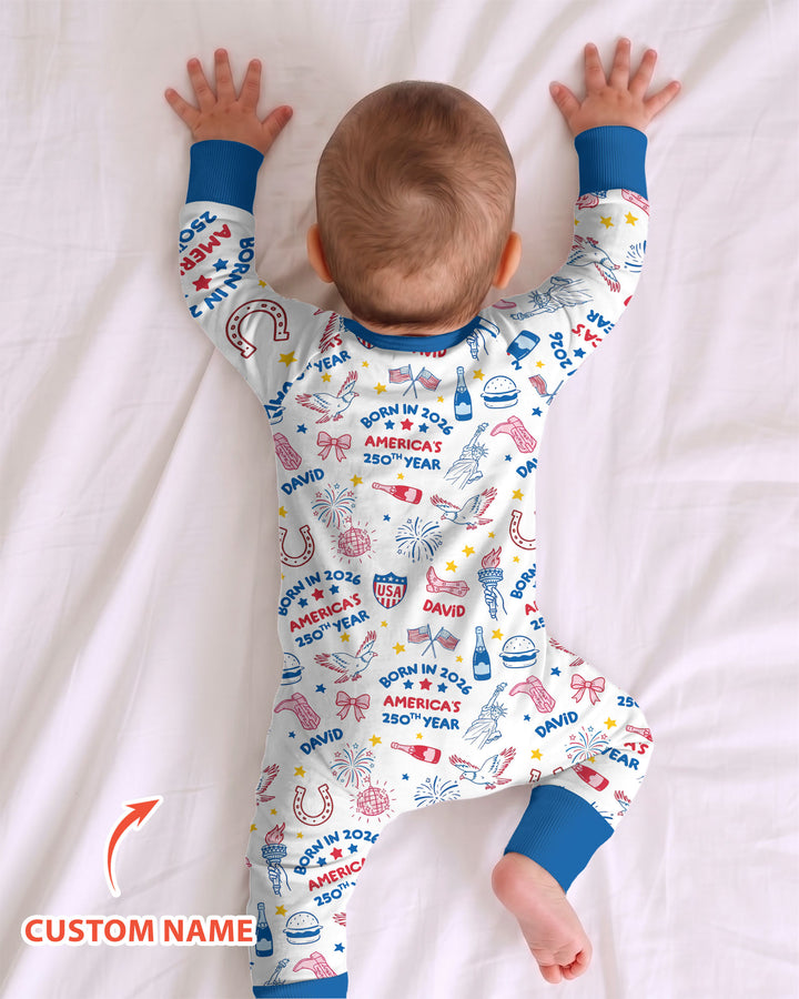 Born in 2026 America’s 250th Year Custom Name Bamboo Convertible Zippy