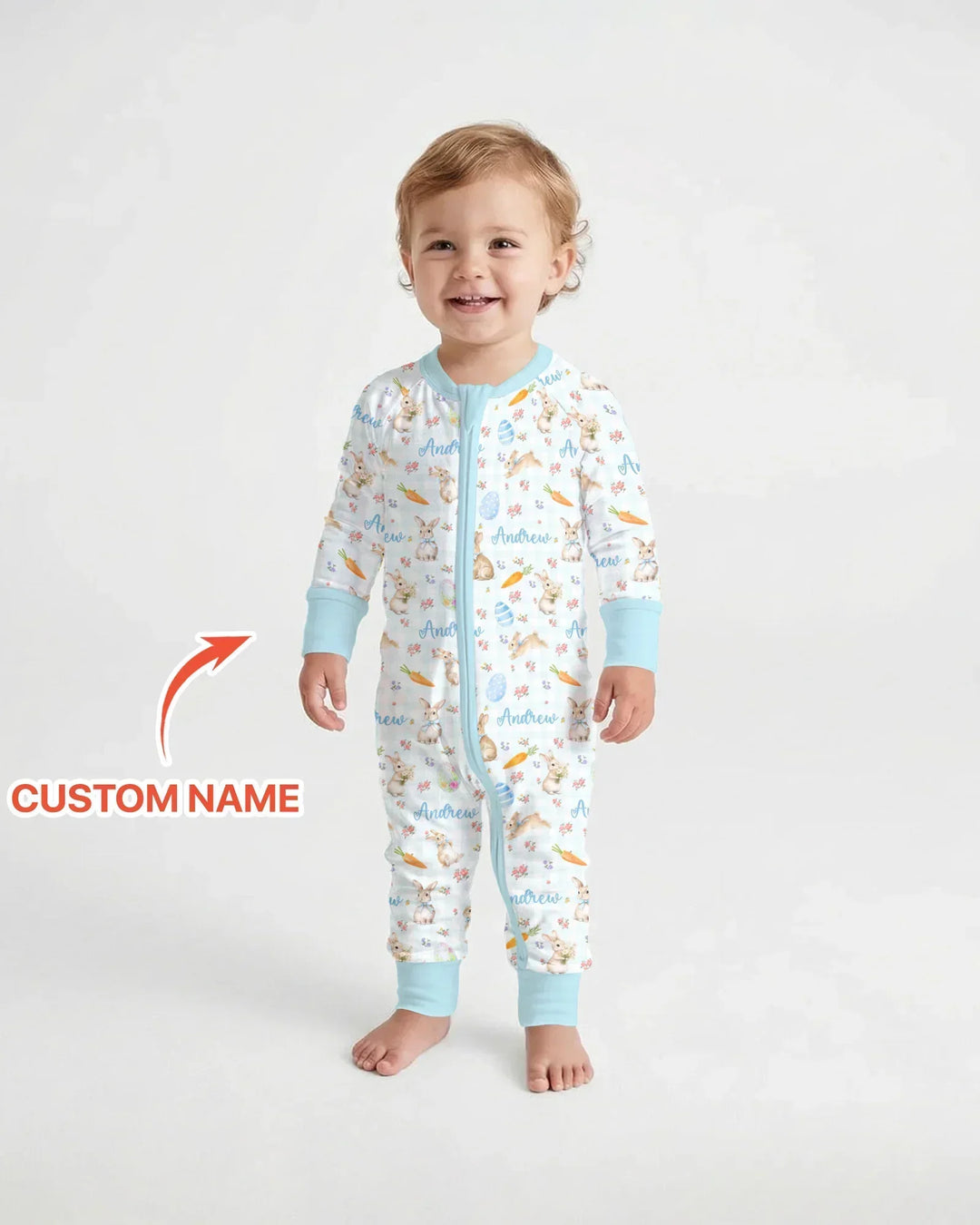 Custom Name Bunny Garden Bamboo Convertible Zippy