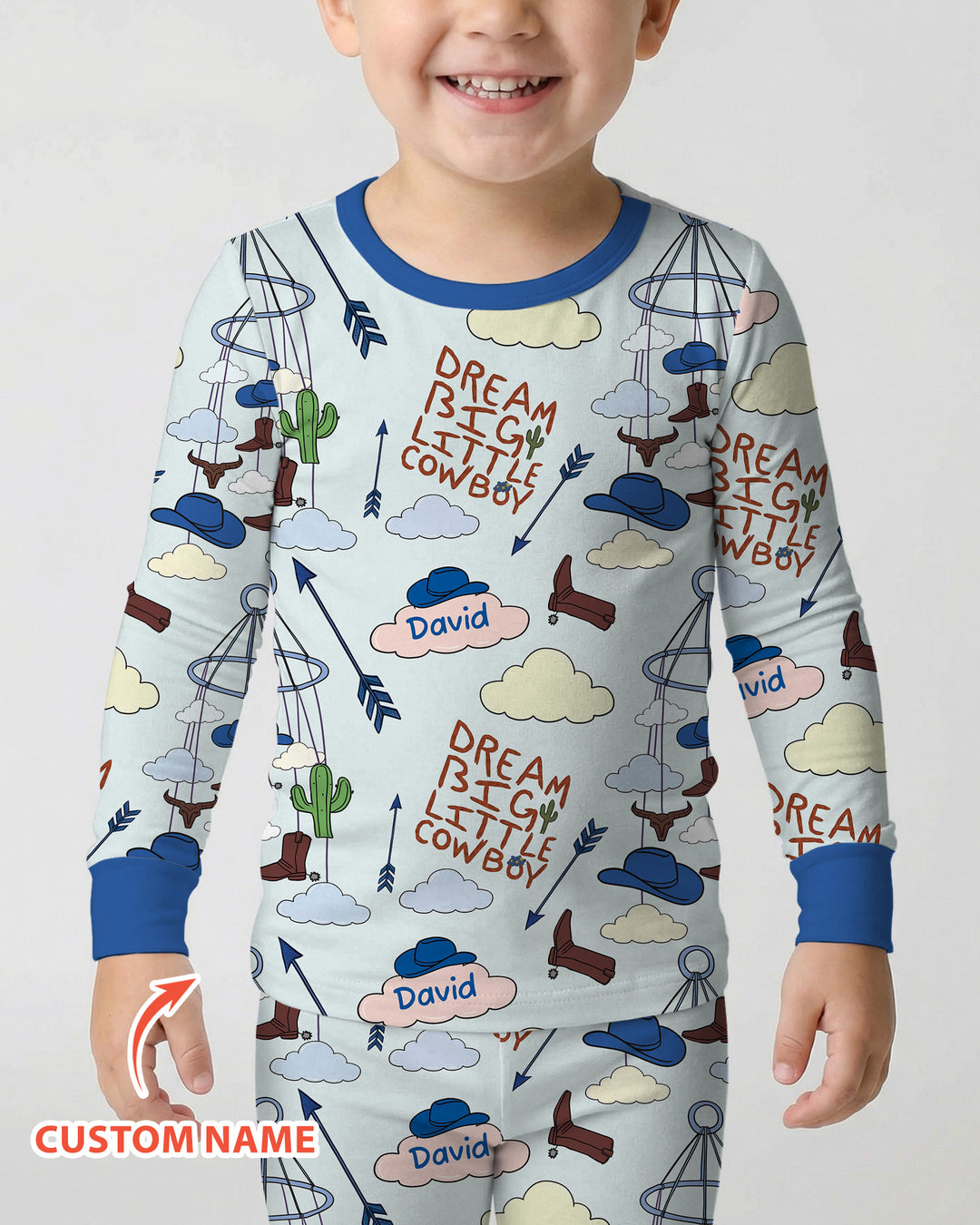 Litlle Cowboy Sis Bro Matching  Bamboo Two Piece Long Sleeve Pajama Set