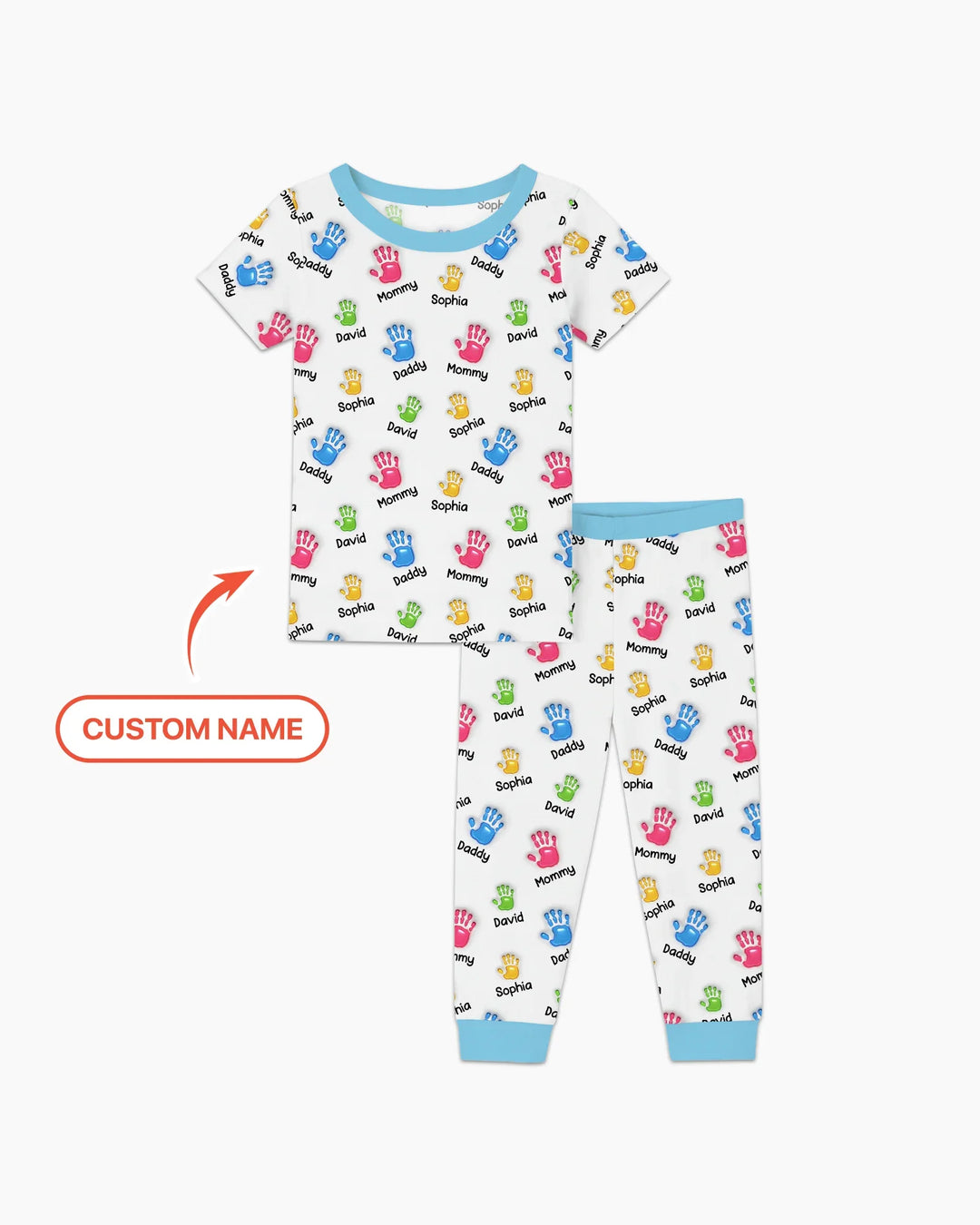 First Mother Day - Handprints Bamboo Two Piece Short Sleeve Pajama Set