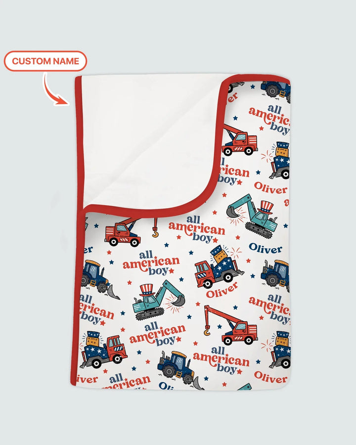 Custom Name All-American Boy Bamboo Blanket