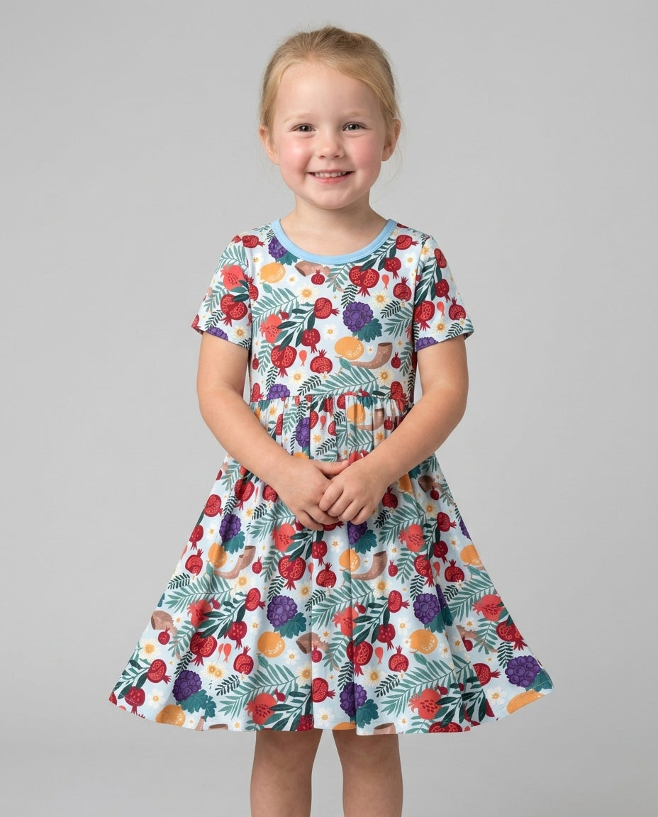 Pomegranate Blessings Night Family Matching Bamboo Twirl Dress